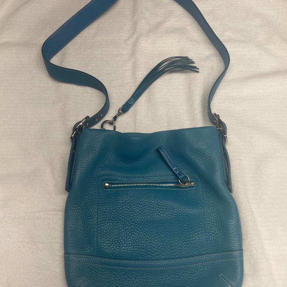 Teal Pebbled Leather Crossbody Bag - Women